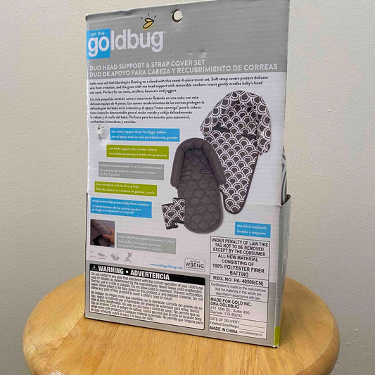 GoldBug Duo Head Support & Matching Strap Covers, Gray (4-Piece Set)