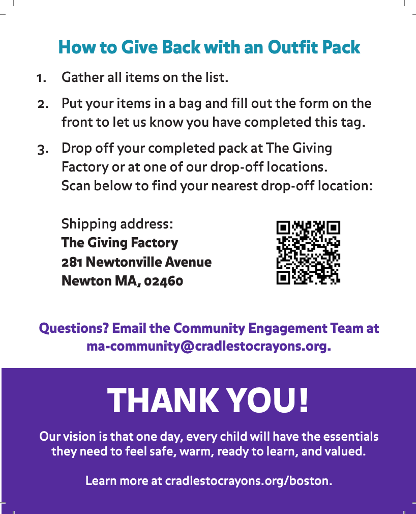 Give Back with an Outfit Pack for Cradles to Crayons