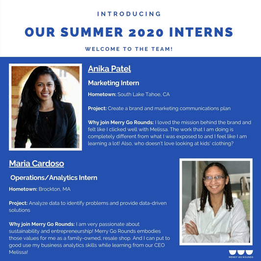 Introducing our summer 2020 interns! - Merry Go Rounds - curated kids' consignment