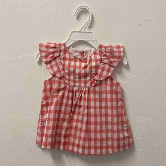 New with Tags Jacadi Pink Gingham Ruffle Top, 18 Months