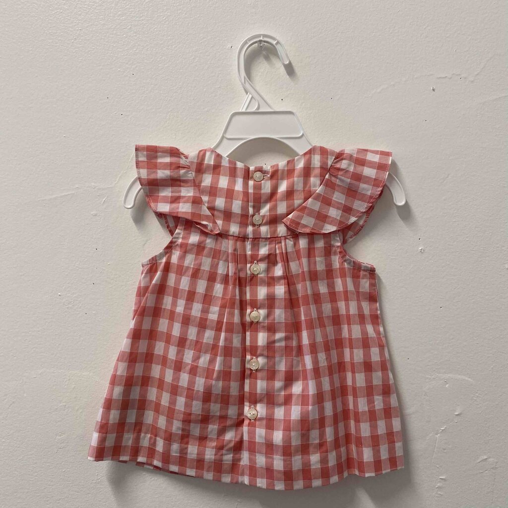 New with Tags Jacadi Pink Gingham Ruffle Top, 18 Months