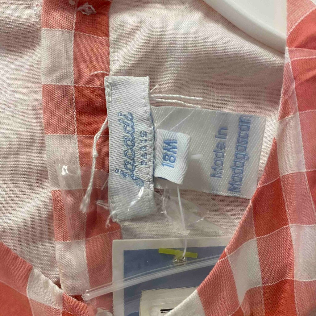 New with Tags Jacadi Pink Gingham Ruffle Top, 18 Months