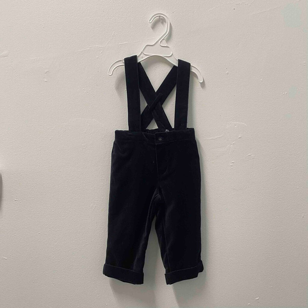 NEW Janie and Jack Black Velvet Suspender Pants, Boy 6-12 Months (Retails for $49)