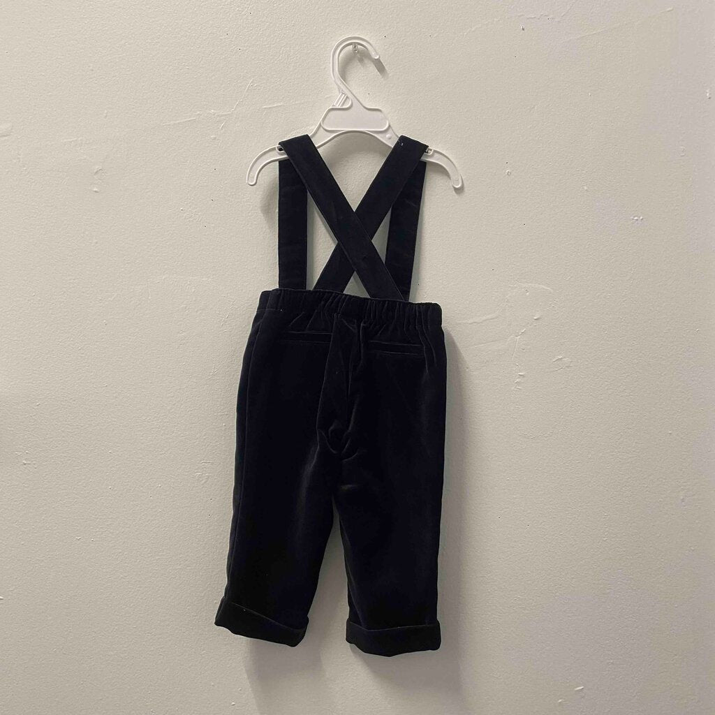 NEW Janie and Jack Black Velvet Suspender Pants, Boy 6-12 Months (Retails for $49)