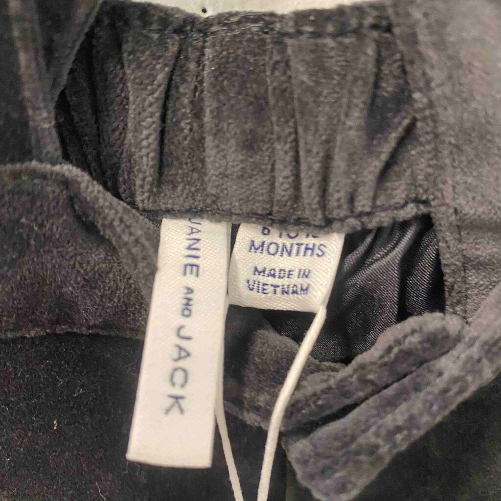 NEW Janie and Jack Black Velvet Suspender Pants, Boy 6-12 Months (Retails for $49)