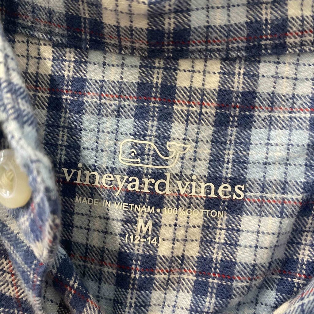 Vineyard Vines Blue Plaid Button-Down Shirt, Boys M