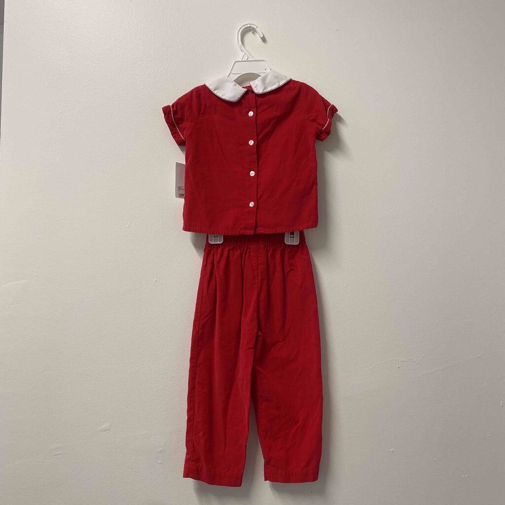 Claire & Charlie Red Peter Pan Collar Pants Set, Boys 3
