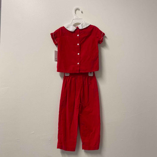 Claire & Charlie Red Peter Pan Collar Pants Set, Boys 3