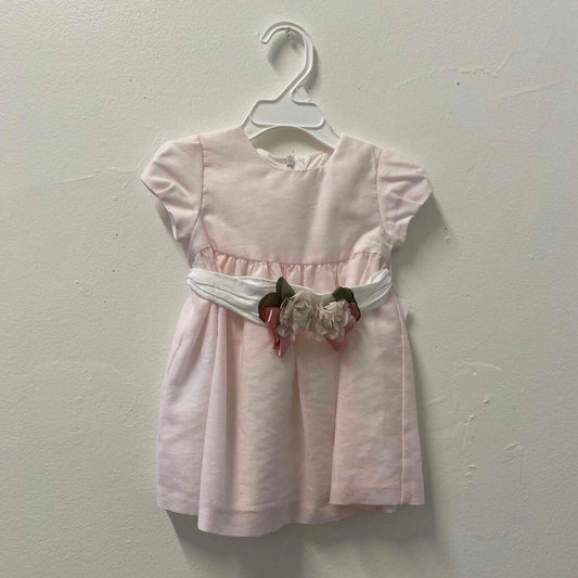 Mayoral Pink Floral Waist Dress, Girls 6–9 Months