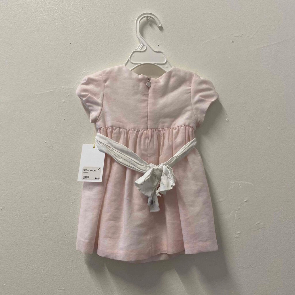 Mayoral Pink Floral Waist Dress, Girls 6–9 Months