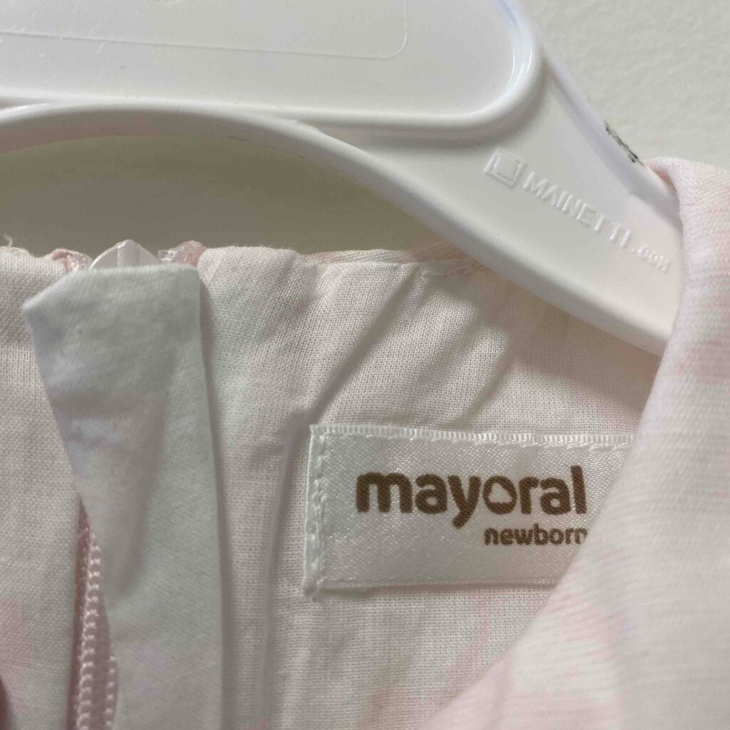 Mayoral Pink Floral Waist Dress, Girls 6–9 Months
