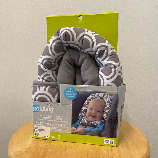 GoldBug Duo Head Support & Matching Strap Covers, Gray (4-Piece Set)