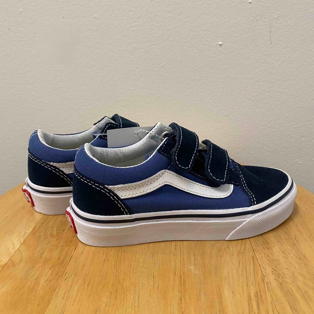 Vans Old Skool V Navy Blue Velcro Sneakers, Unisex 1.5