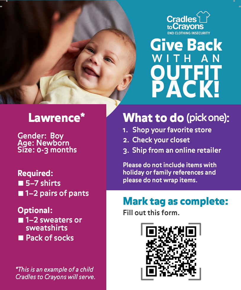 Give Back with an Outfit pack for Cradles to Crayons